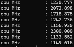 Na zdjęciu widać taktowanie procesora przed zmianą governora.
Wartości są znacznie większe niż przed zmianą governora